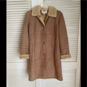 Cozy Faux Suede and Shearling Talbots Petite Coat